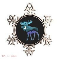 Artistic Moose Night Sky Moon And Stars Retro Graphic Cute Gift Ornament thumb 0