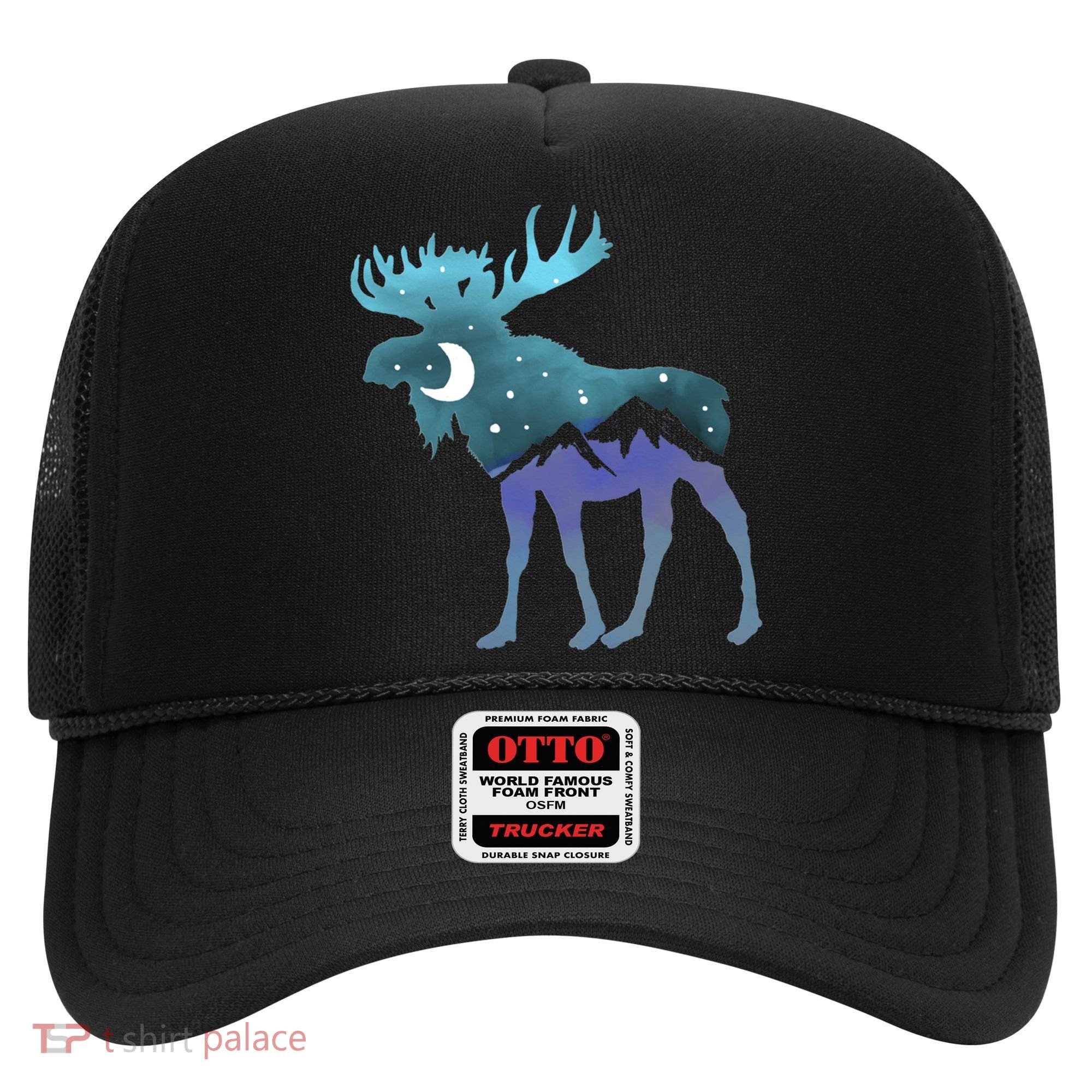 Artistic Moose Night Sky Moon And Stars Retro Graphic Cute Gift Hat