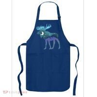 Artistic Moose Night Sky Moon And Stars Retro Graphic Cute Gift Apron thumb 0