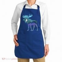 Artistic Moose Night Sky Moon And Stars Retro Graphic Cute Gift Apron thumb 2