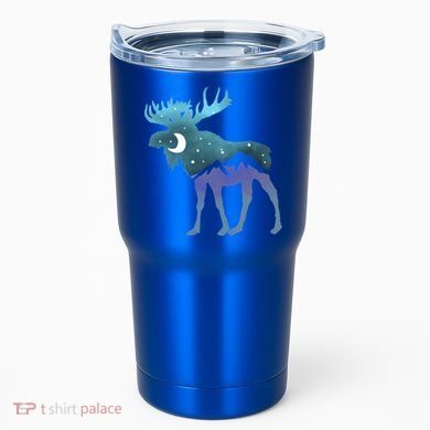 Artistic Moose Night Sky Moon And Stars Retro Graphic Cute Gift Tumbler