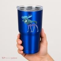 Artistic Moose Night Sky Moon And Stars Retro Graphic Cute Gift Tumbler thumb 2