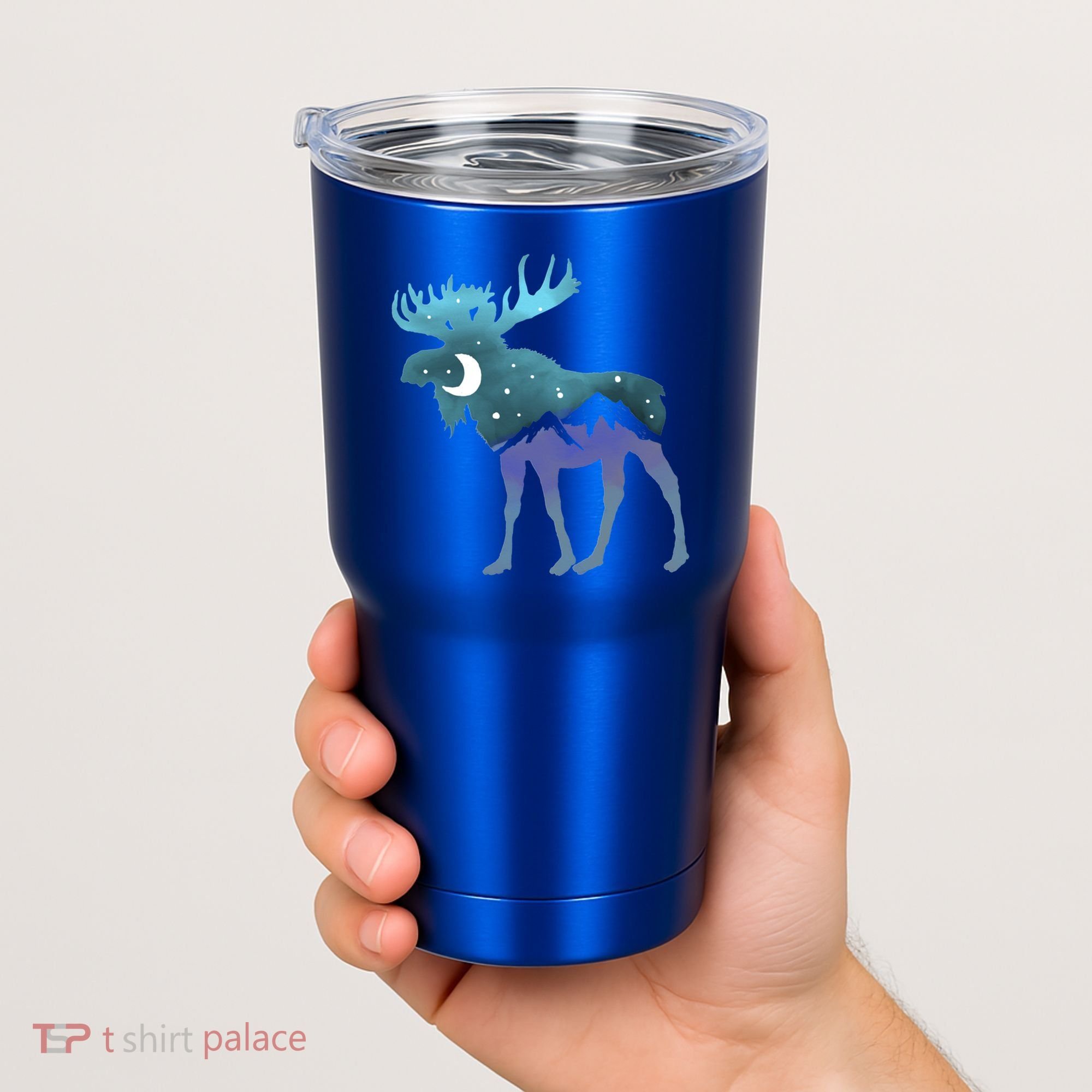 Artistic Moose Night Sky Moon And Stars Retro Graphic Cute Gift Tumbler