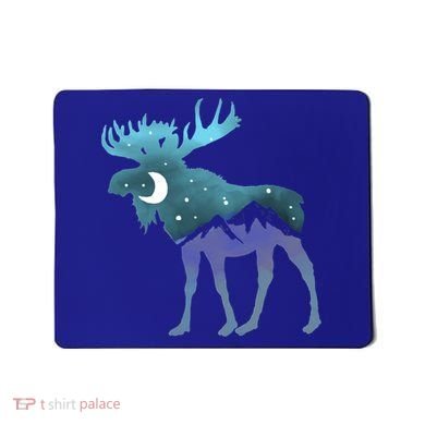 Artistic Moose Night Sky Moon And Stars Retro Graphic Cute Gift Mousepad