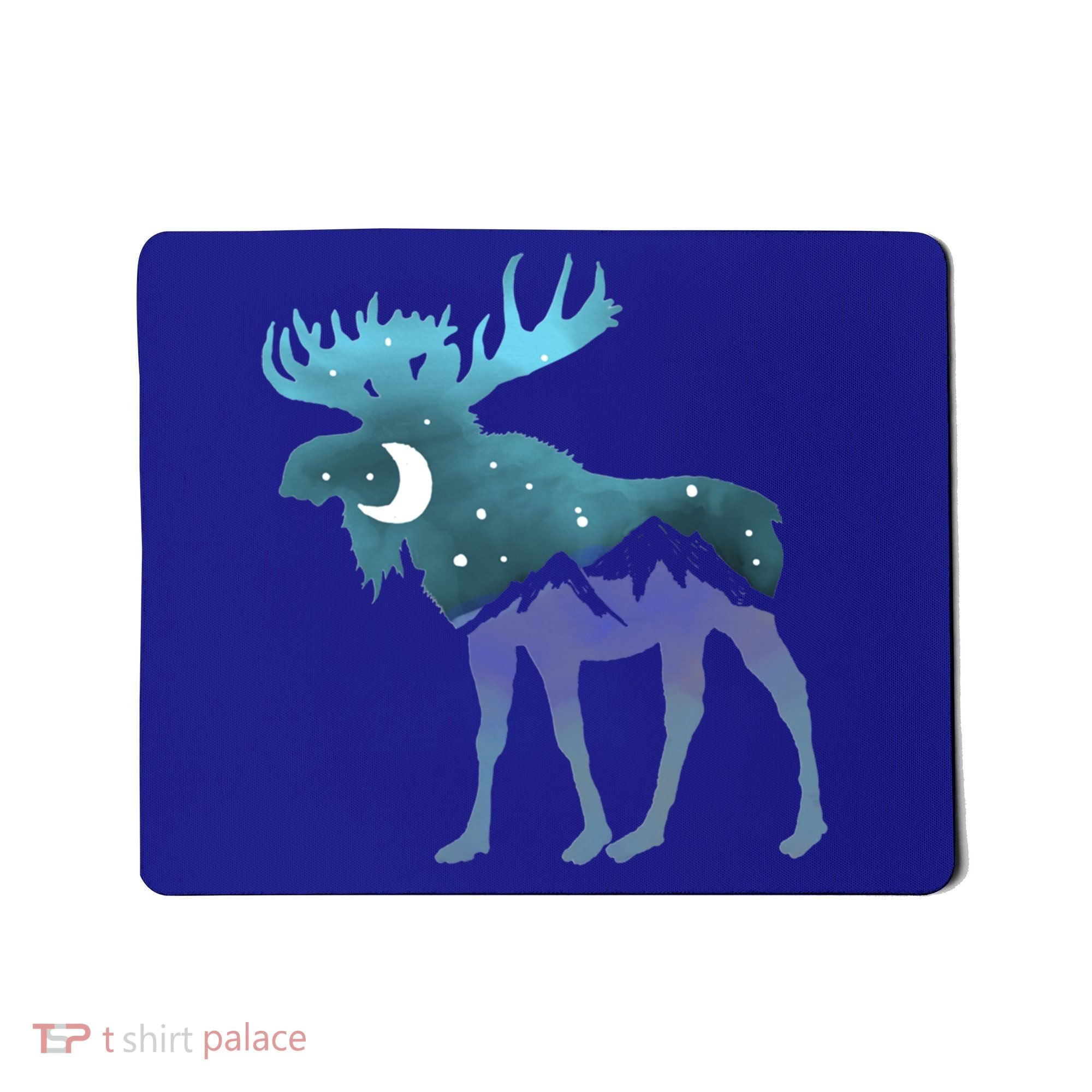 Artistic Moose Night Sky Moon And Stars Retro Graphic Cute Gift Mousepad