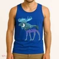 Artistic Moose Night Sky Moon And Stars Retro Graphic Cute Gift Tank Top thumb 3