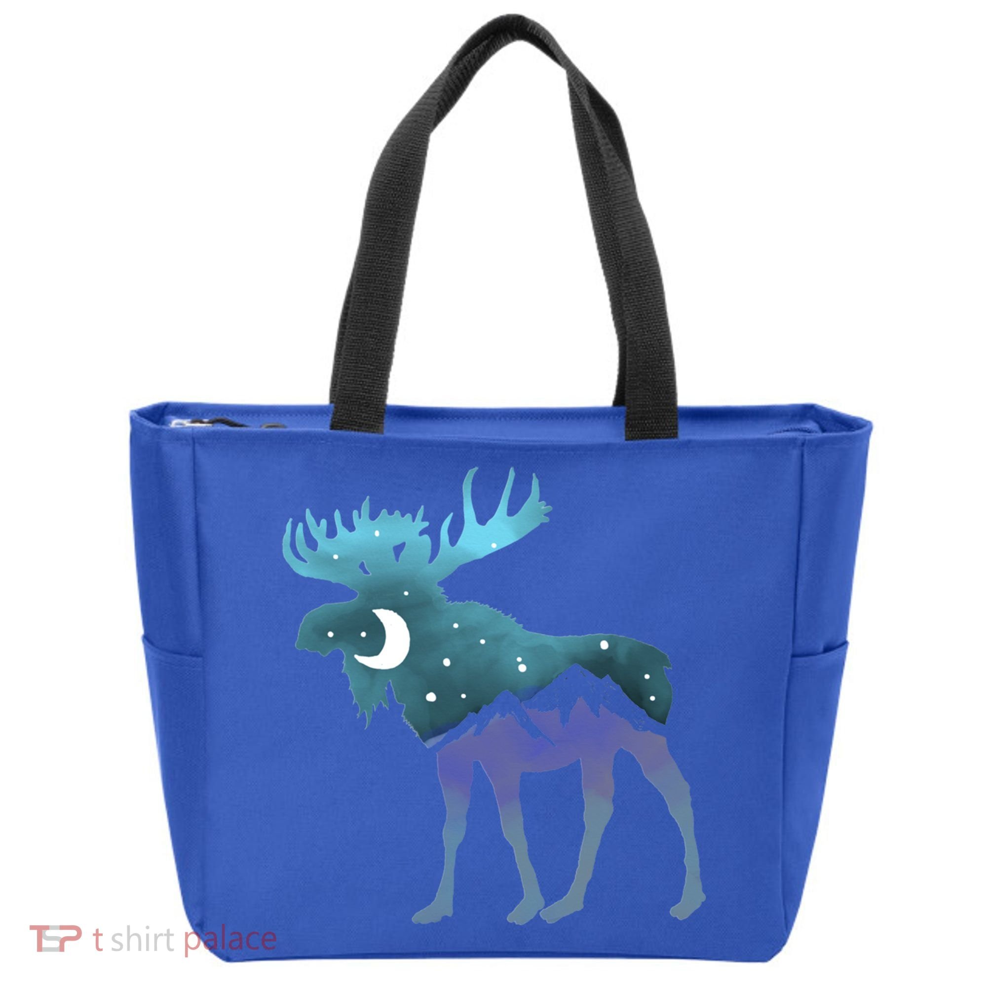 Artistic Moose Night Sky Moon And Stars Retro Graphic Cute Gift Tote Bag