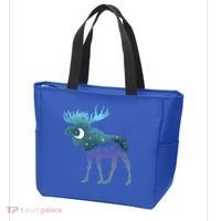 Artistic Moose Night Sky Moon And Stars Retro Graphic Cute Gift Tote Bag thumb 3