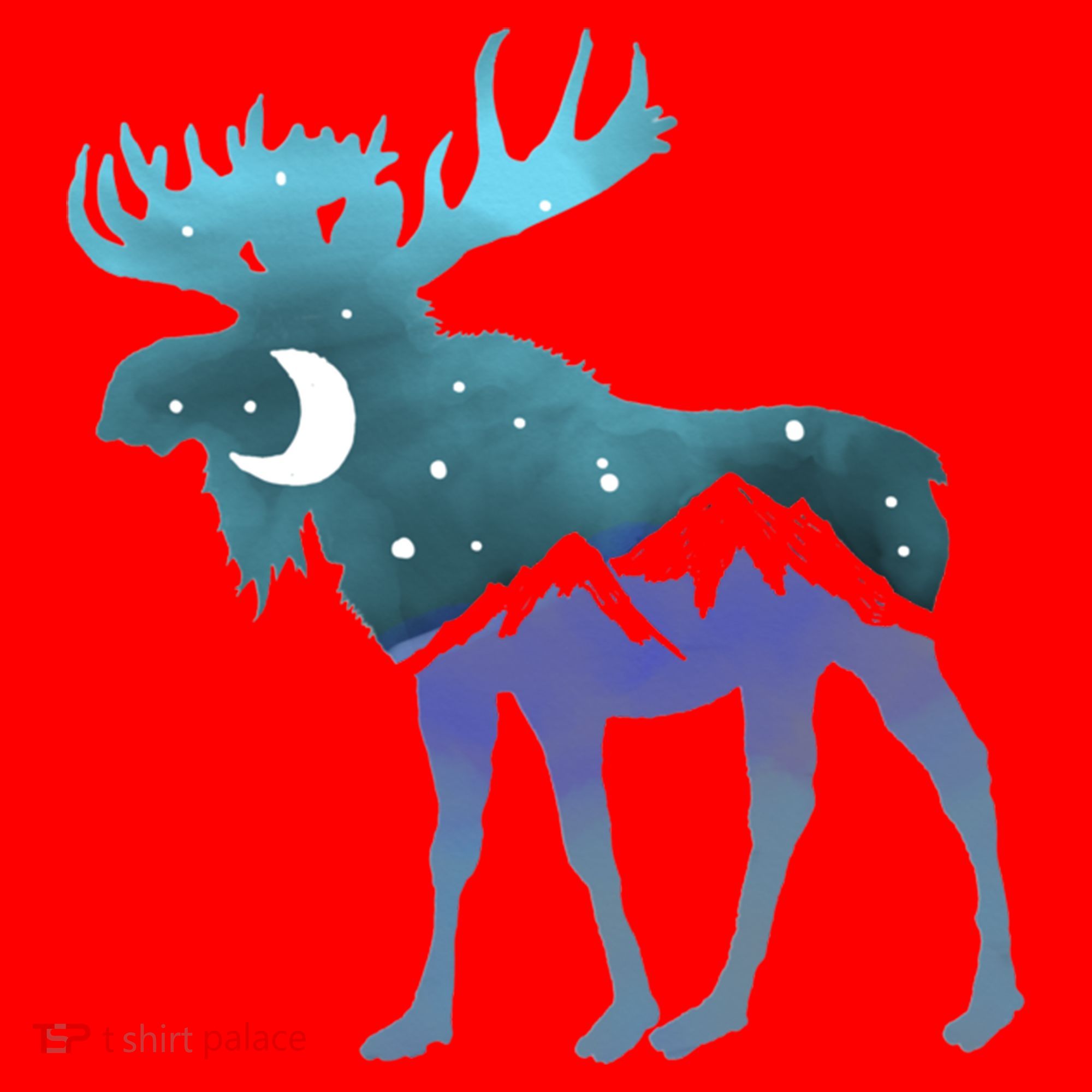 Artistic Moose Night Sky Moon And Stars Retro Graphic Cute Gift Santa Hat