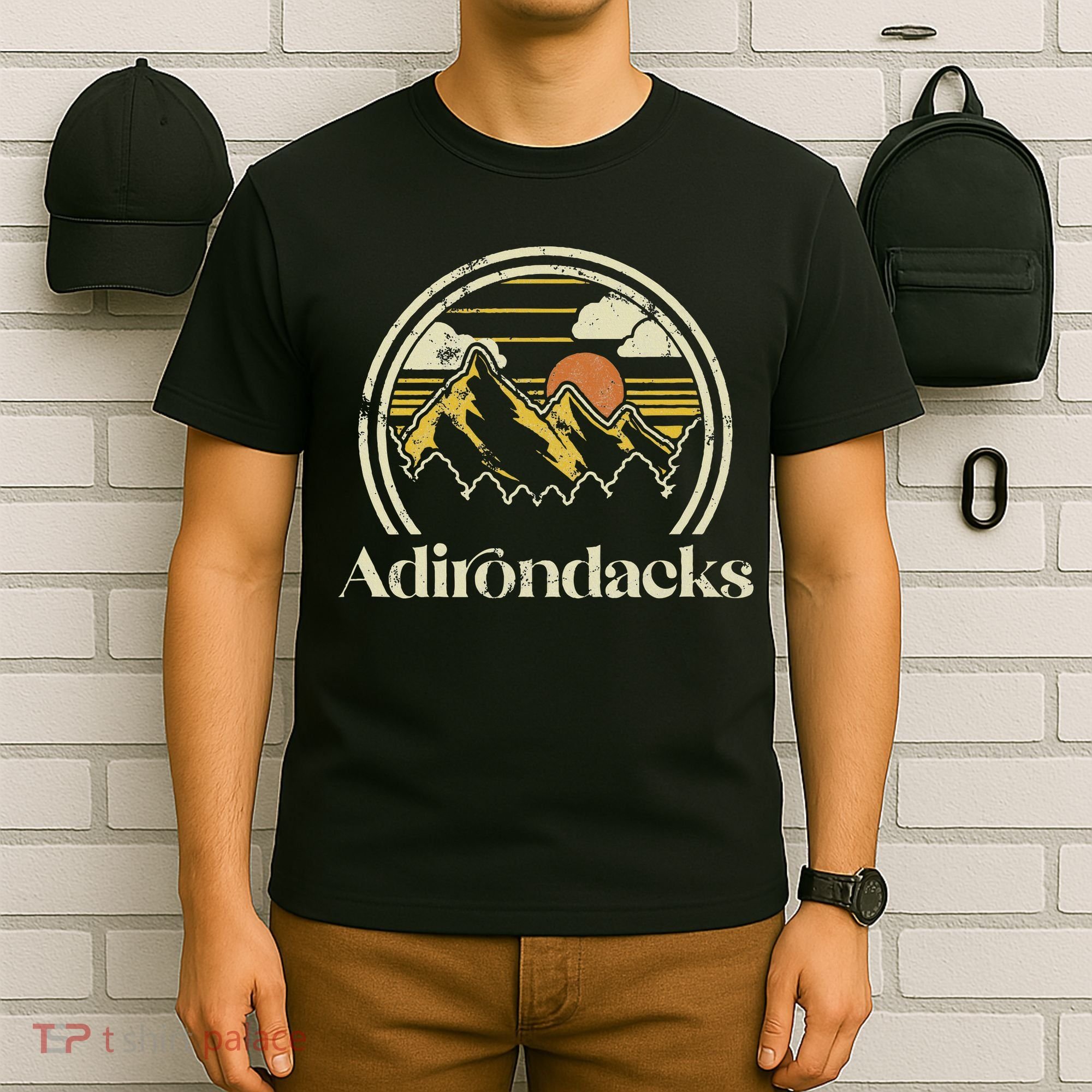 Adirondacks Mountains New York Vintage Hiking Camp Retro T-Shirt