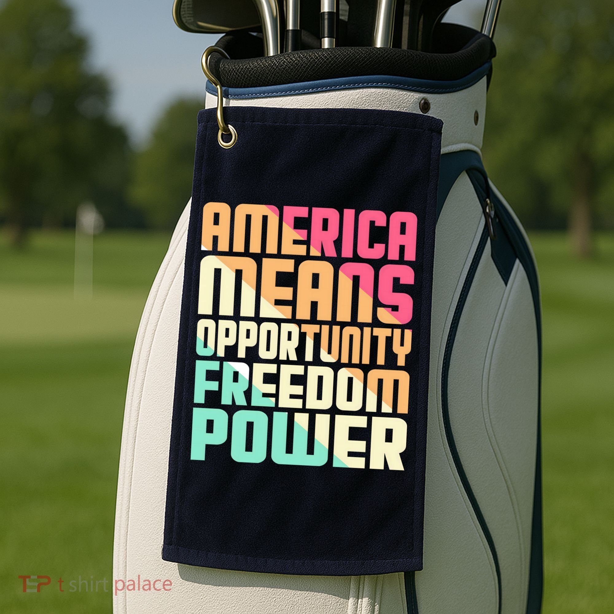America Means Opportunity Freedom Power Golf Towel