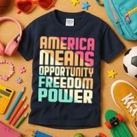 America Means Opportunity Freedom Power Kids T-Shirt thumb 3