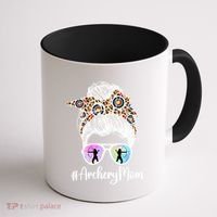 Archery Mom Of An Archer Mama Messy Bun Archery Mother Gift Coffee Mug thumb 1