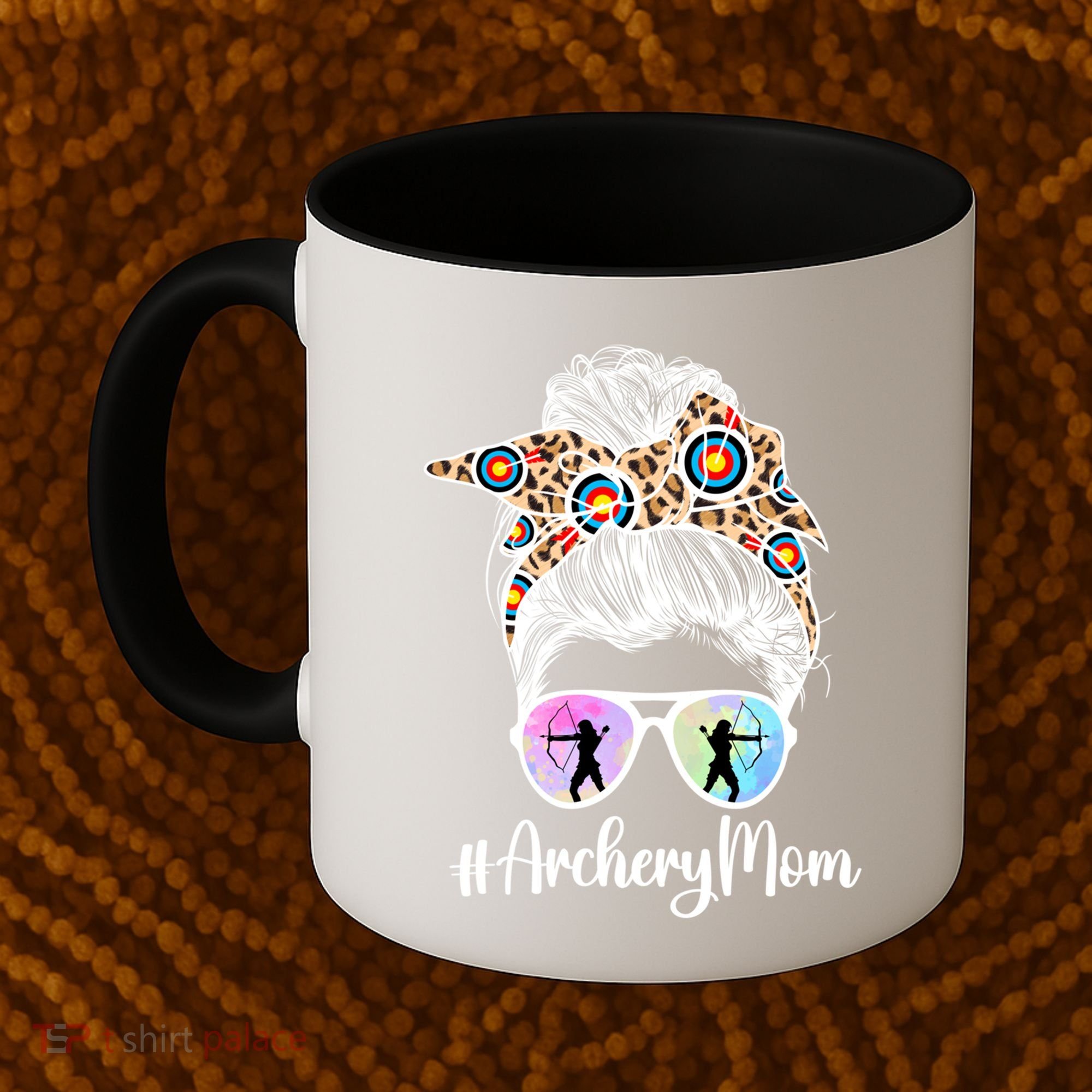 Archery Mom Of An Archer Mama Messy Bun Archery Mother Gift Coffee Mug