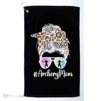 Archery Mom Of An Archer Mama Messy Bun Archery Mother Gift Golf Towel thumb 0