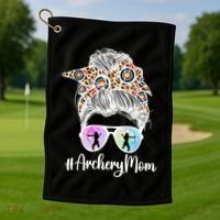 Archery Mom Of An Archer Mama Messy Bun Archery Mother Gift Golf Towel thumb 1