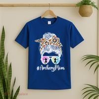 Archery Mom Of An Archer Mama Messy Bun Archery Mother Gift T-Shirt thumb 2