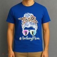 Archery Mom Of An Archer Mama Messy Bun Archery Mother Gift T-Shirt thumb 3