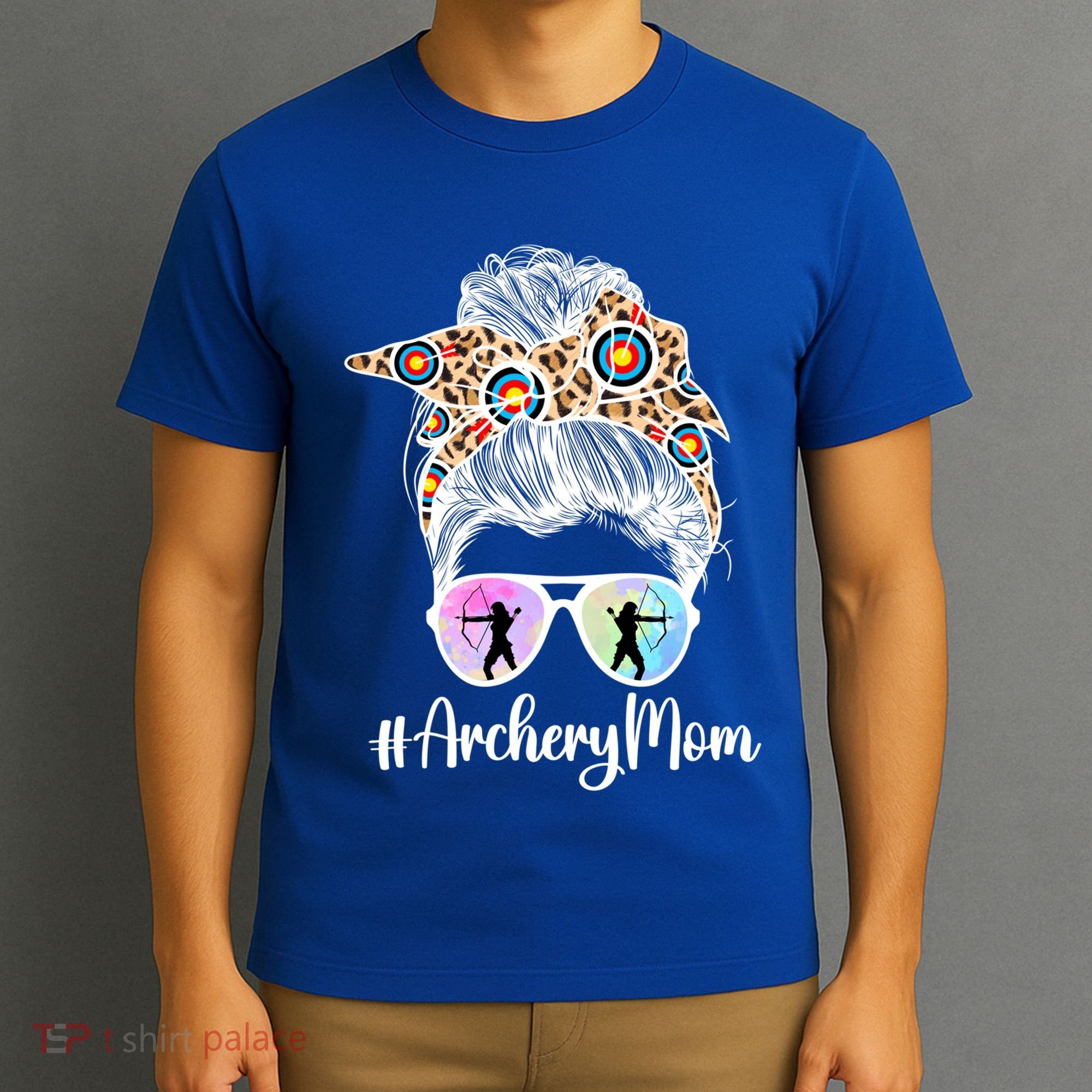 Archery Mom Of An Archer Mama Messy Bun Archery Mother Gift T-Shirt