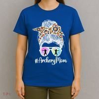 Archery Mom Of An Archer Mama Messy Bun Archery Mother Gift T-Shirt thumb 4
