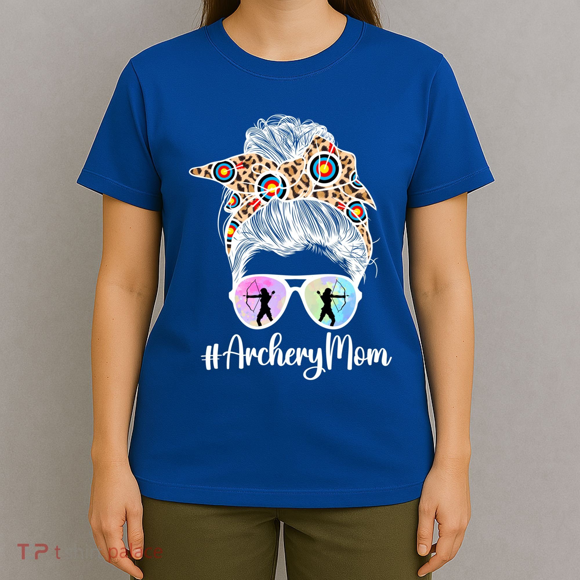 Archery Mom Of An Archer Mama Messy Bun Archery Mother Gift T-Shirt