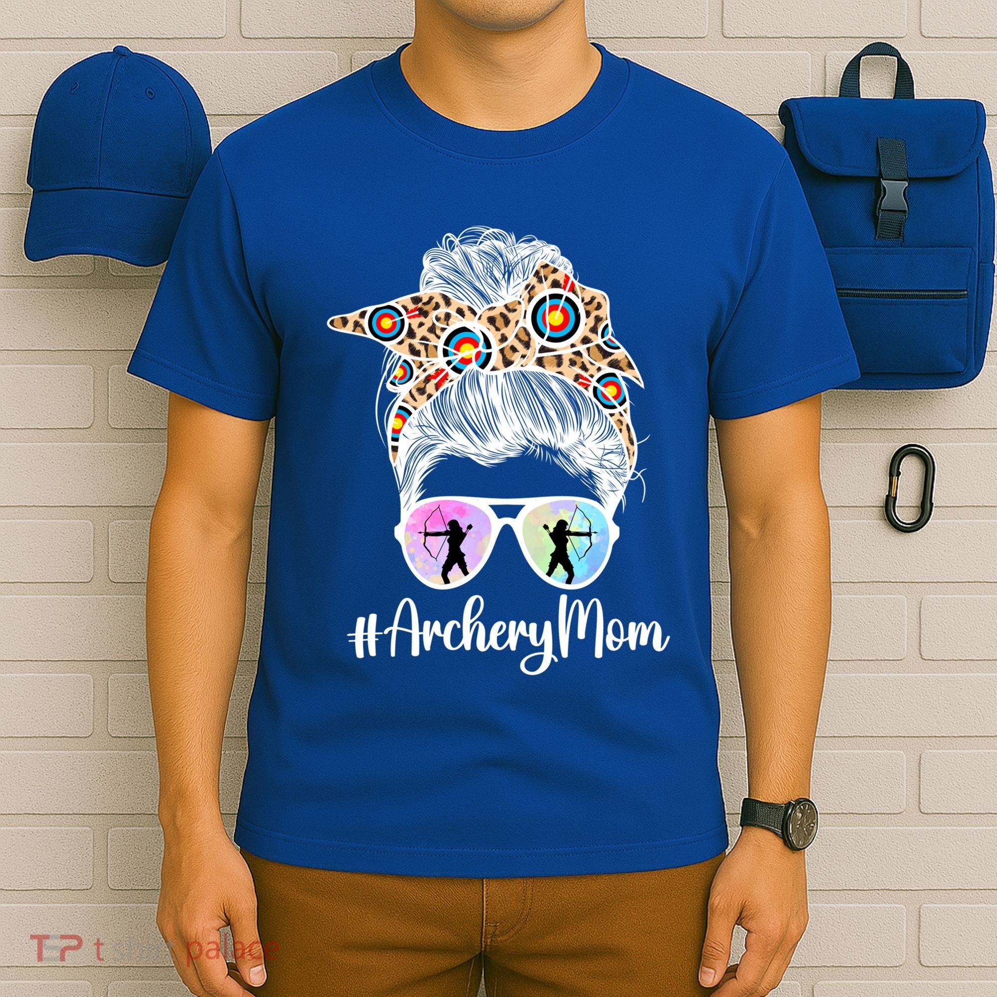 Archery Mom Of An Archer Mama Messy Bun Archery Mother Gift T-Shirt