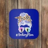 Archery Mom Of An Archer Mama Messy Bun Archery Mother Gift Coaster thumb 0