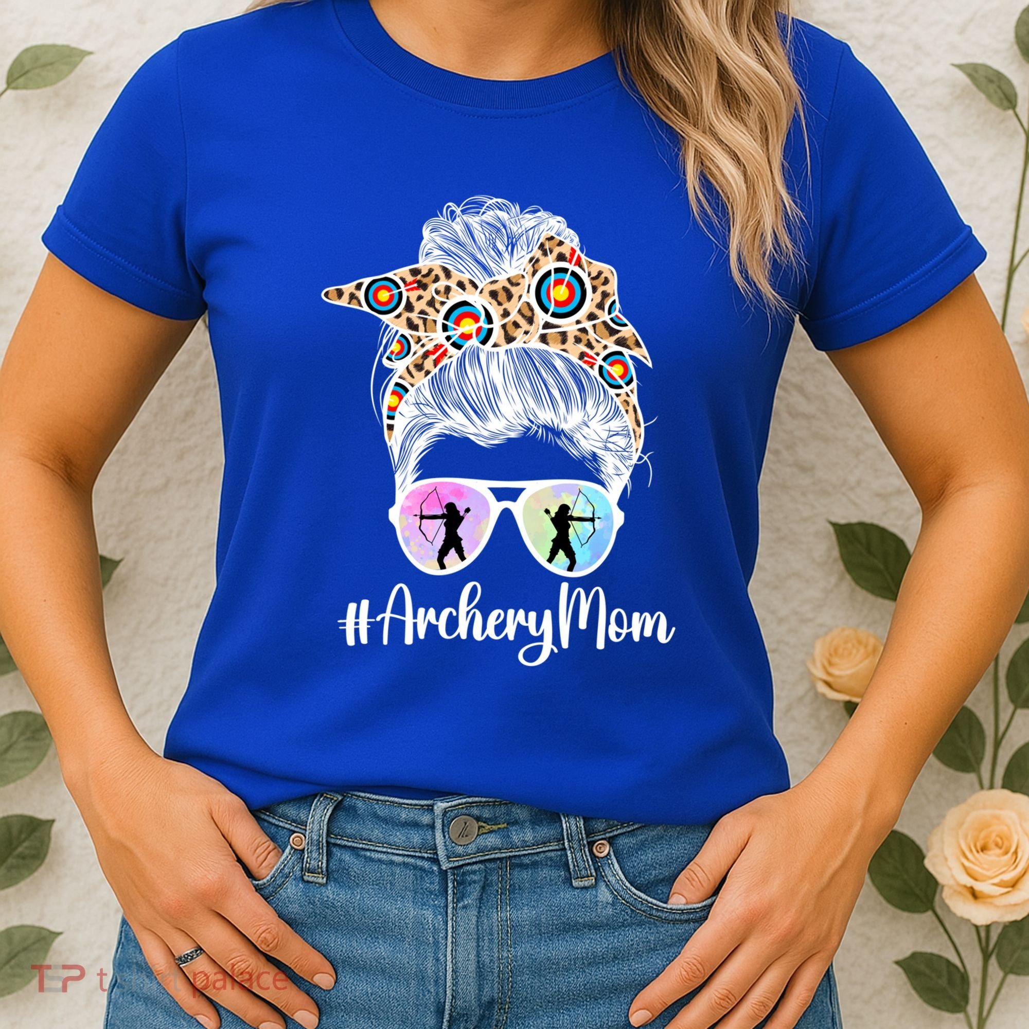 Archery Mom Of An Archer Mama Messy Bun Archery Mother Gift Women's T-Shirt