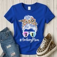 Archery Mom Of An Archer Mama Messy Bun Archery Mother Gift Women's T-Shirt thumb 3