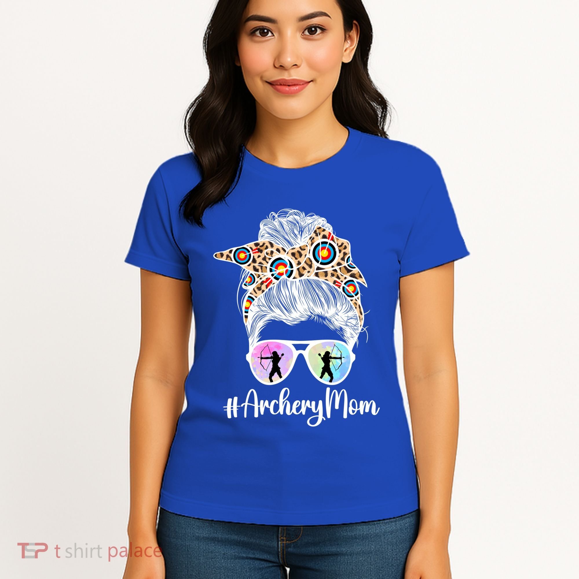 Archery Mom Of An Archer Mama Messy Bun Archery Mother Gift Women's T-Shirt