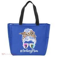 Archery Mom Of An Archer Mama Messy Bun Archery Mother Gift Tote Bag thumb 0
