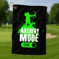 Archery Mode On Cool Hunting Bow Arrow Archer Golf Towel thumb 1