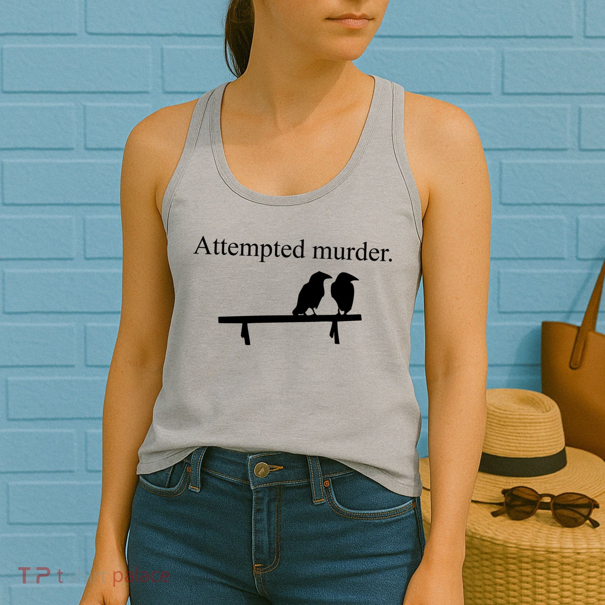 Attempted Murder Of Crows Funny Women's Tank Top