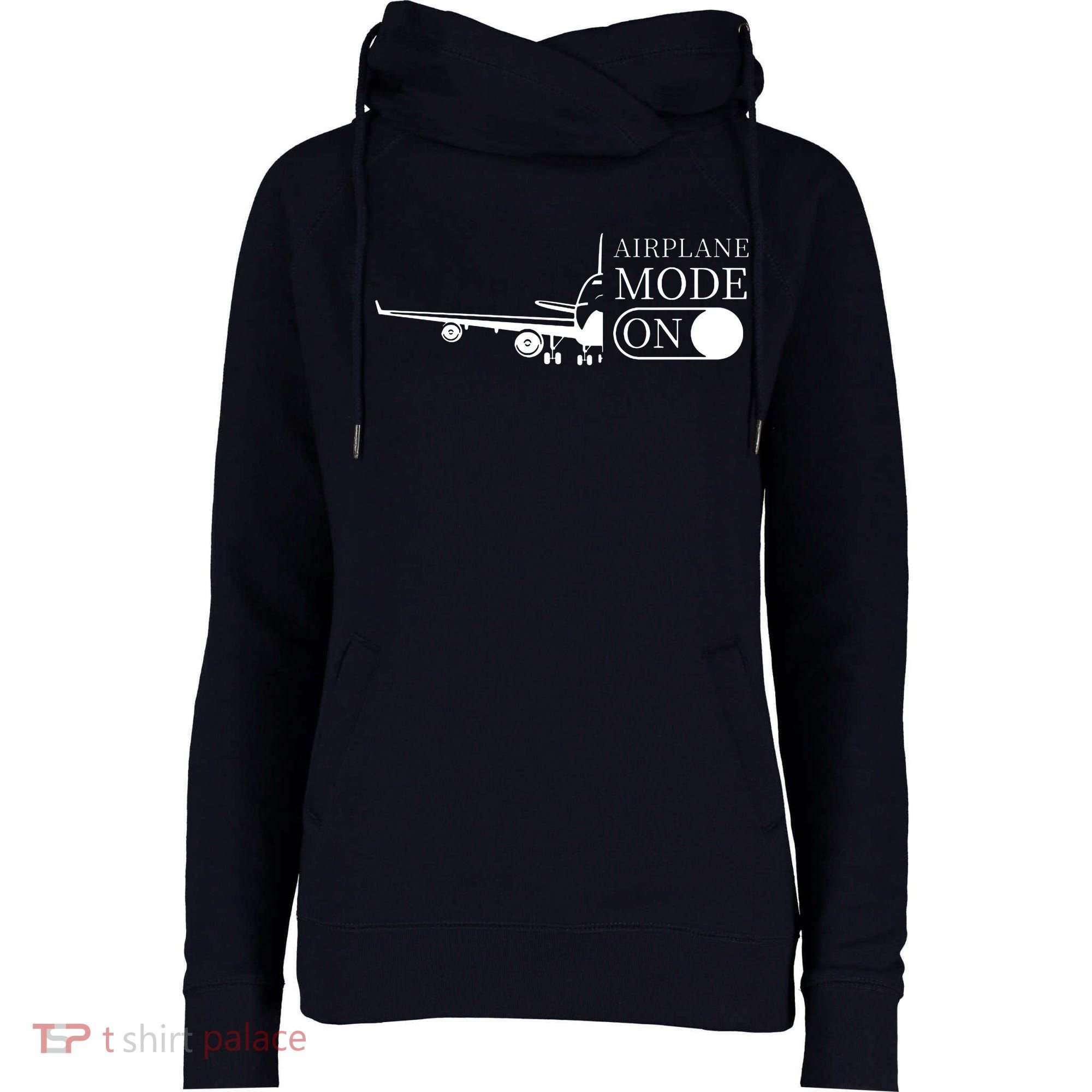 Airplane Mode On Womens Funnel Neck Pullover Hood