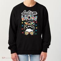 Autism Mom Puzzle Piece Awareness Advocate Support Messy Women's Sweatshirt thumb 0