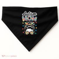 Autism Mom Puzzle Piece Awareness Advocate Support Messy USA-Made Doggie Bandana thumb 0