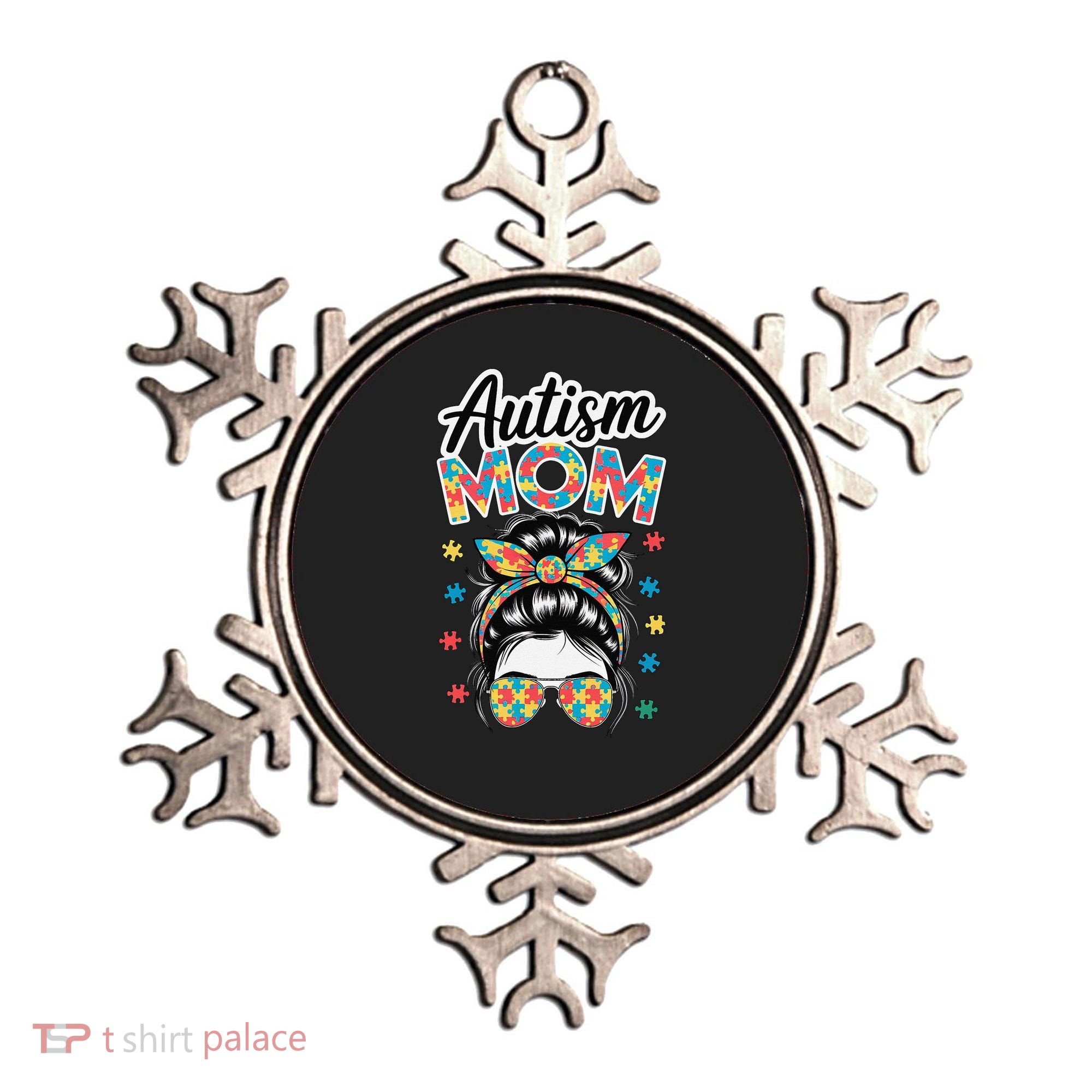 Autism Mom Puzzle Piece Awareness Advocate Support Messy Ornament