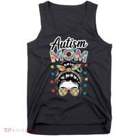 Autism Mom Puzzle Piece Awareness Advocate Support Messy Tank Top thumb 0
