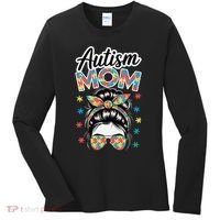 Autism Mom Puzzle Piece Awareness Advocate Support Messy Women's Long Sleeve Shirt thumb 0