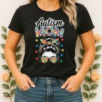 Autism Mom Puzzle Piece Awareness Advocate Support Messy Women's T-Shirt thumb 2
