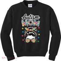 Autism Mom Puzzle Piece Awareness Advocate Support Messy Kids Sweatshirt thumb 0