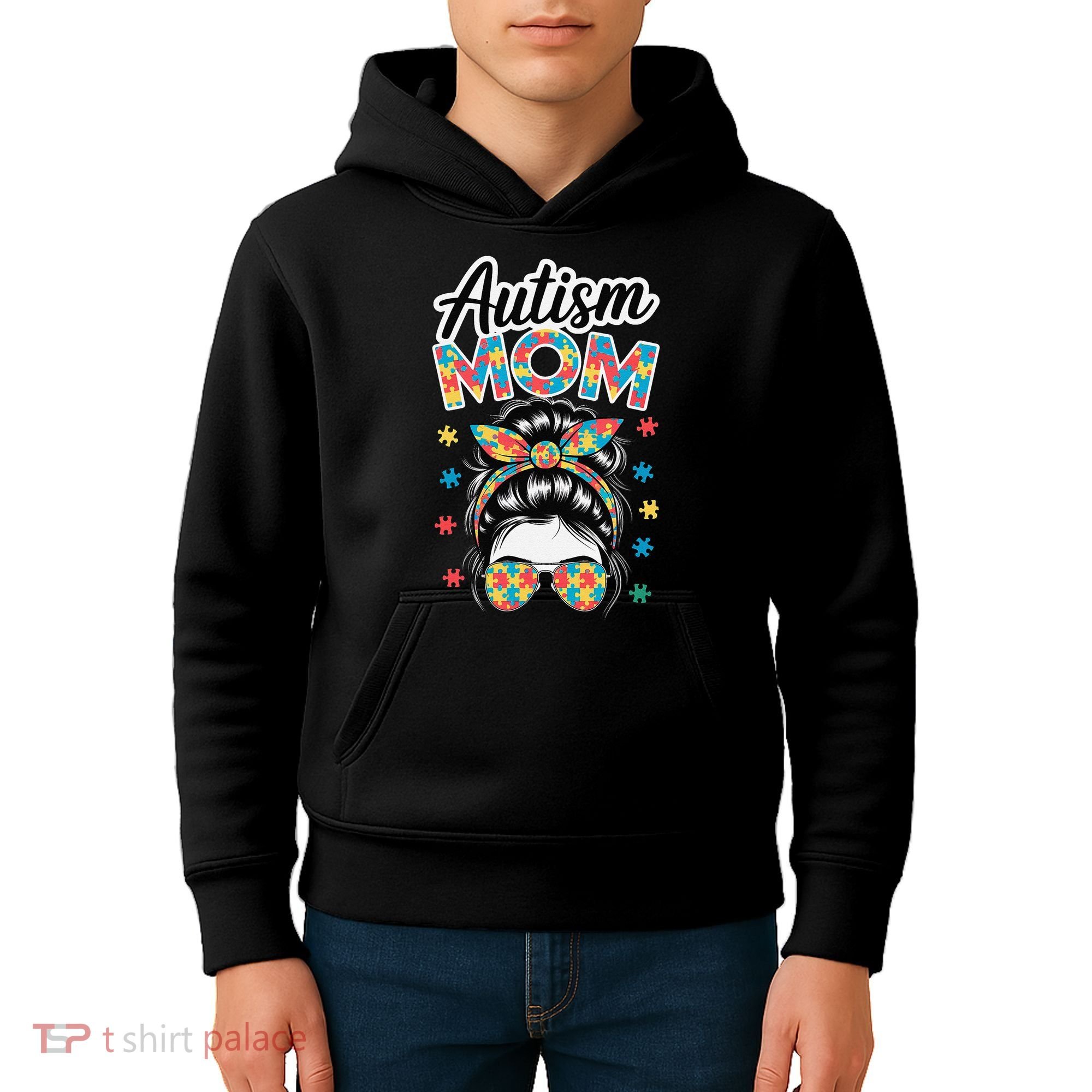 Autism Mom Puzzle Piece Awareness Advocate Support Messy Kids Hoodie