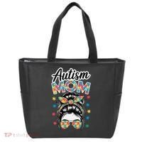 Autism Mom Puzzle Piece Awareness Advocate Support Messy Tote Bag thumb 0
