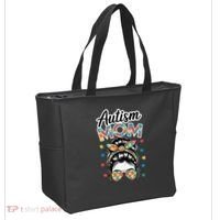 Autism Mom Puzzle Piece Awareness Advocate Support Messy Tote Bag thumb 2
