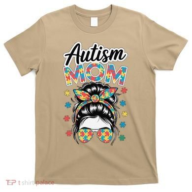 Autism Mom Puzzle Piece Awareness Advocate Support Messy T-Shirt
