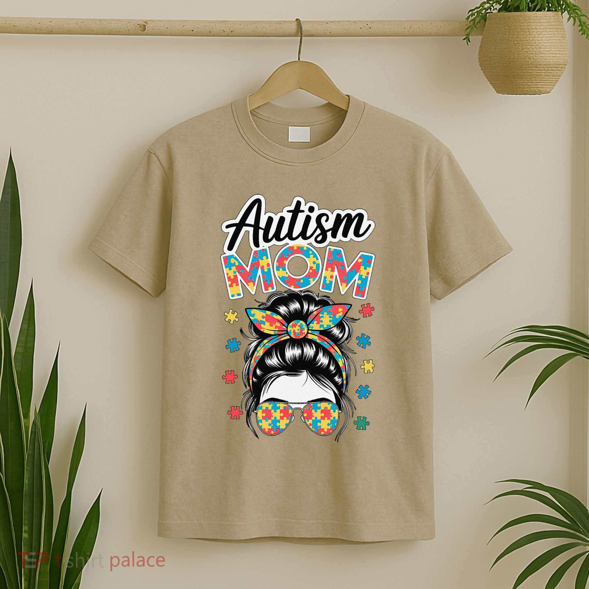 Autism Mom Puzzle Piece Awareness Advocate Support Messy T-Shirt