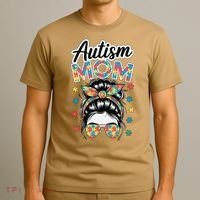 Autism Mom Puzzle Piece Awareness Advocate Support Messy T-Shirt thumb 3