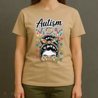 Autism Mom Puzzle Piece Awareness Advocate Support Messy T-Shirt thumb 4