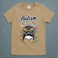 Autism Mom Puzzle Piece Awareness Advocate Support Messy T-Shirt thumb 5