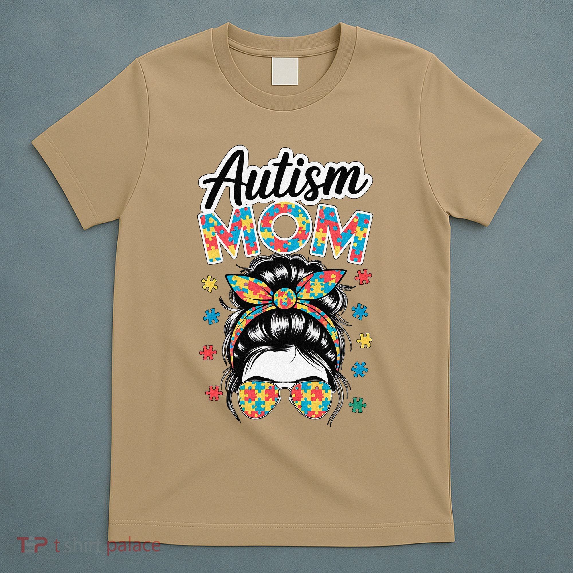 Autism Mom Puzzle Piece Awareness Advocate Support Messy T-Shirt